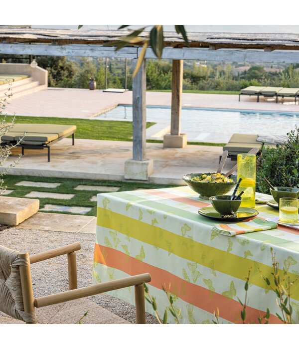 Le Jacquard Français tafellinnen Bal des papillons yellow, 100% katoen