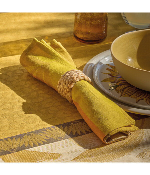 Le Jacquard Français tafellinnen Sinharaja yellow, 100% katoen