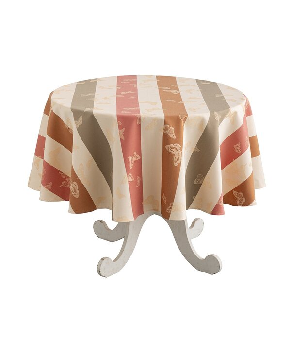Le Jacquard Français gecoat tafellinnen Bal des papillons pink, 100% katoen