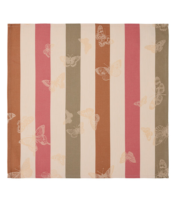 Le Jacquard Français gecoat tafellinnen Bal des papillons pink, 100% katoen