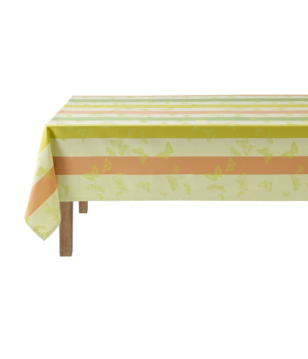 Le Jacquard Français gecoat tafellinnen Bal des papillons yellow, 100% katoen