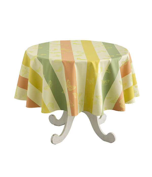 Le Jacquard Français gecoat tafellinnen Bal des papillons yellow, 100% katoen