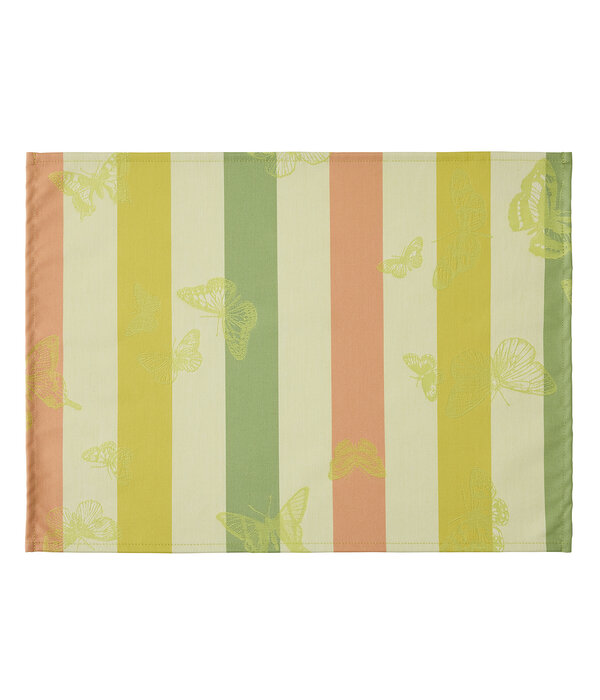 Le Jacquard Français gecoat tafellinnen Bal des papillons yellow, 100% katoen