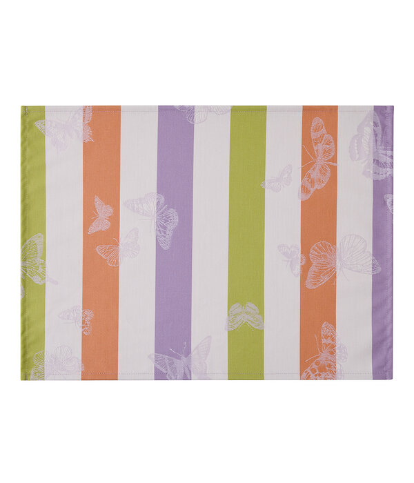 Le Jacquard Français gecoat tafellinnen Bal des papillons purple, 100% katoen