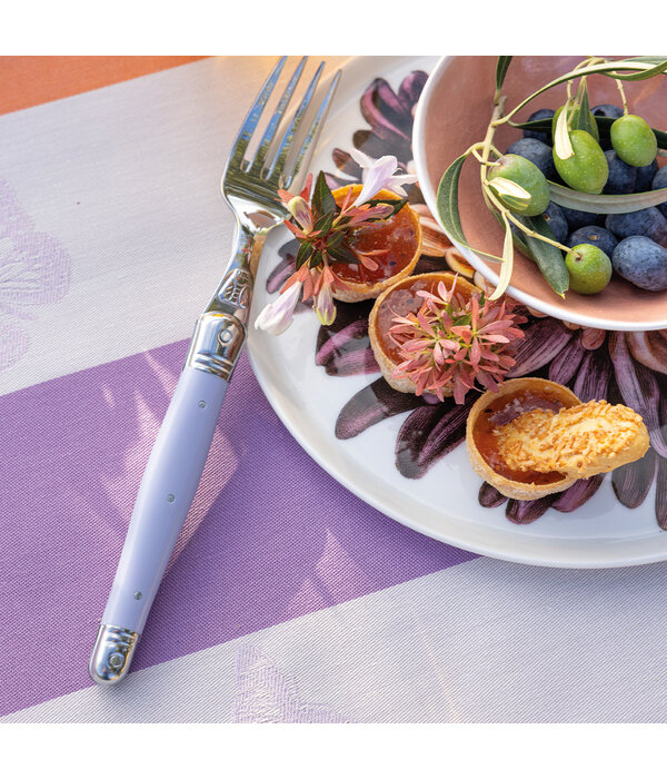 Le Jacquard Français gecoat tafellinnen Bal des papillons purple, 100% katoen