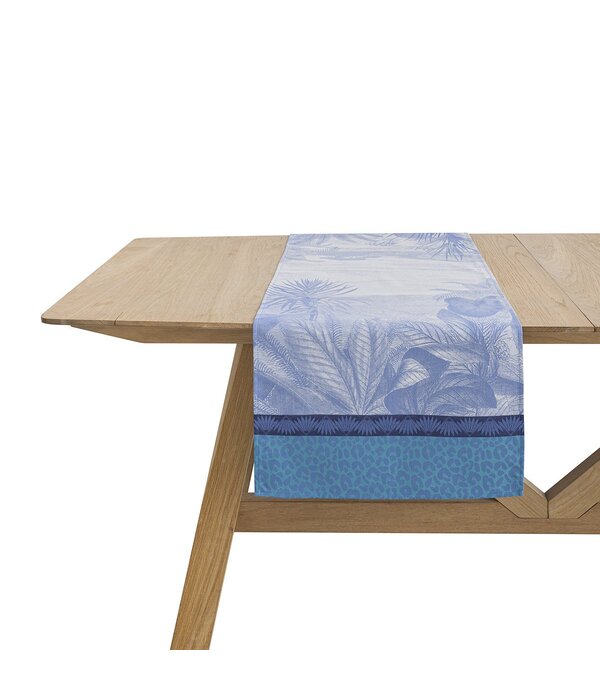 Le Jacquard Français gecoat tafellinnen Sinharaja blue, 100% katoen