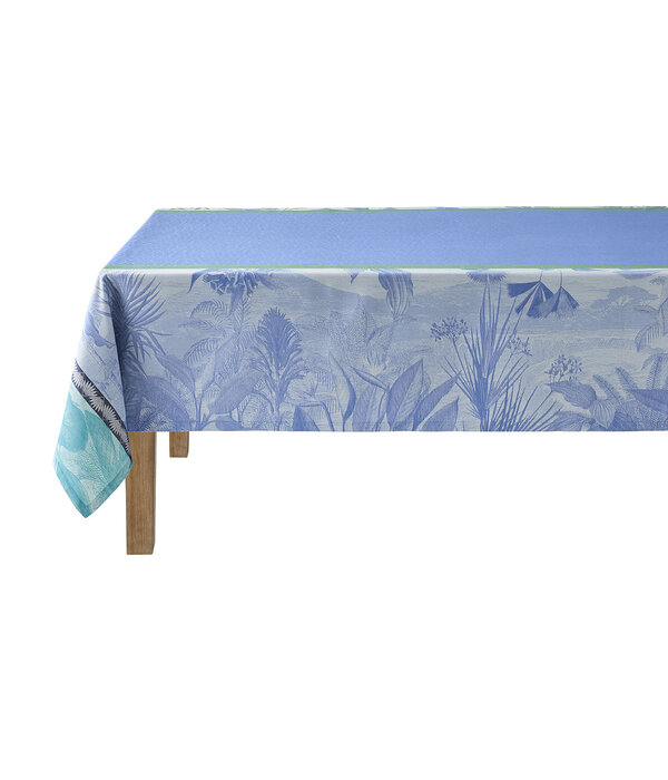 Le Jacquard Français gecoat tafellinnen Sinharaja blue, 100% katoen