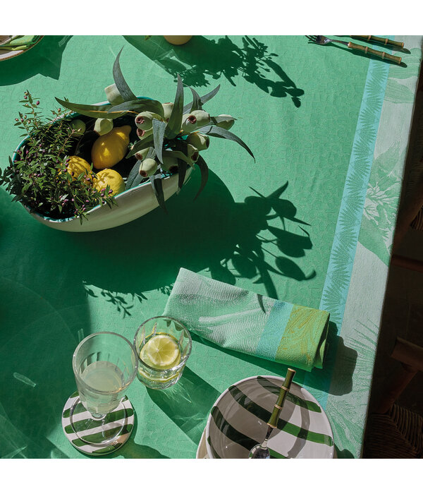 Le Jacquard Français gecoat tafellinnen Sinharâja green, 100% katoen
