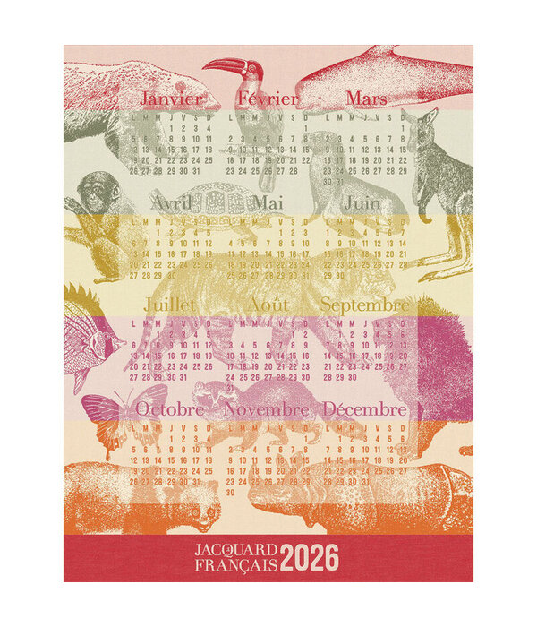 Le Jacquard Français theedoek Calendrier 2026 red