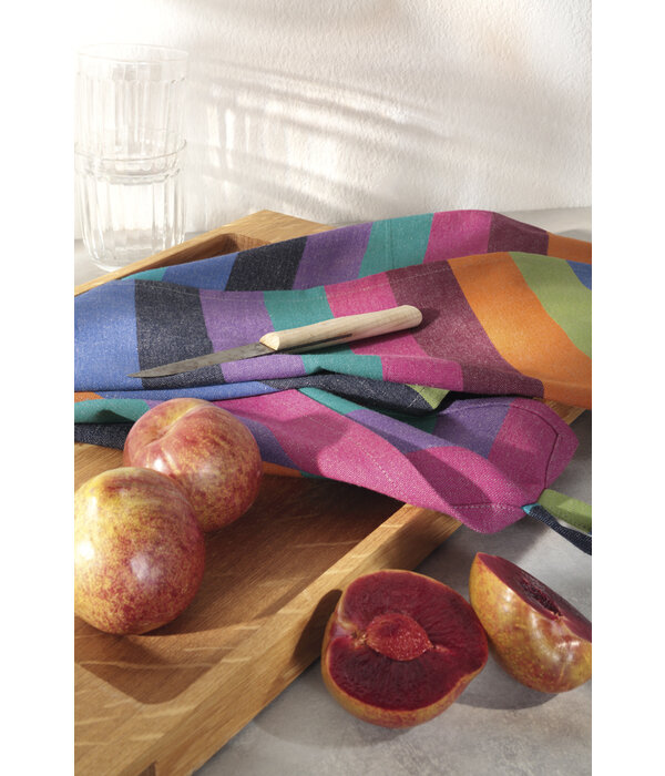 Cawö theedoek katoen Cuisine Lifestyle Blockstreifen 7058 multicolor donker (84), 50x70 cm
