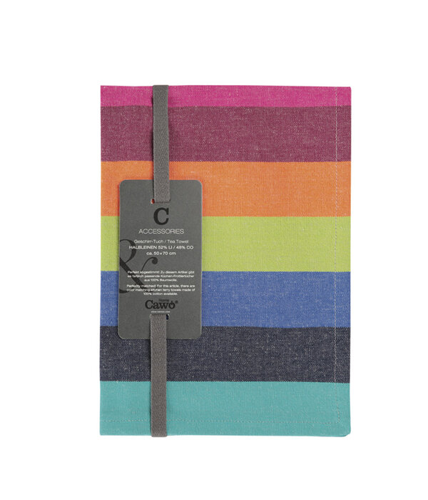 Cawö theedoek katoen Cuisine Lifestyle Blockstreifen 7058 multicolor donker (84), 50x70 cm