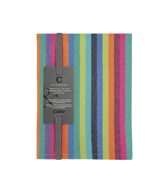 Cawö theedoek katoen Cuisine Lifestyle Streifen 7048 multicolor donker (84), 50x70 cm