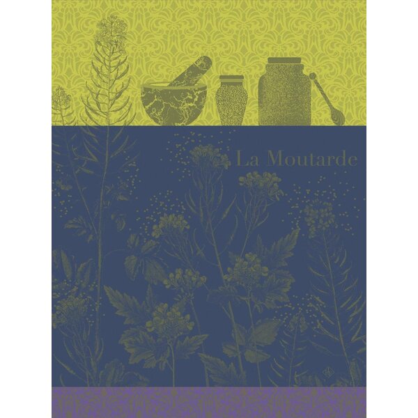 theedoek Moutarde en Fleurs green