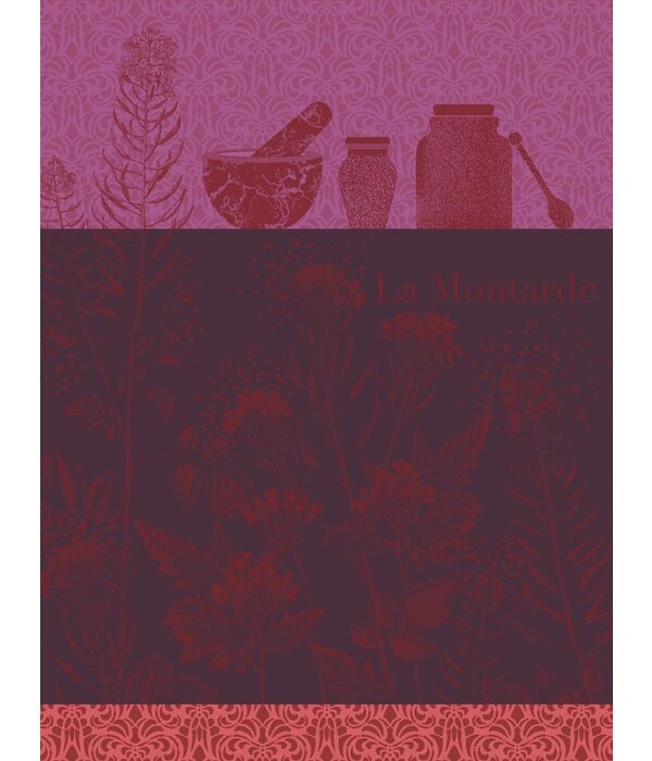 Le Jacquard Français theedoek Moutarde en Fleurs purple