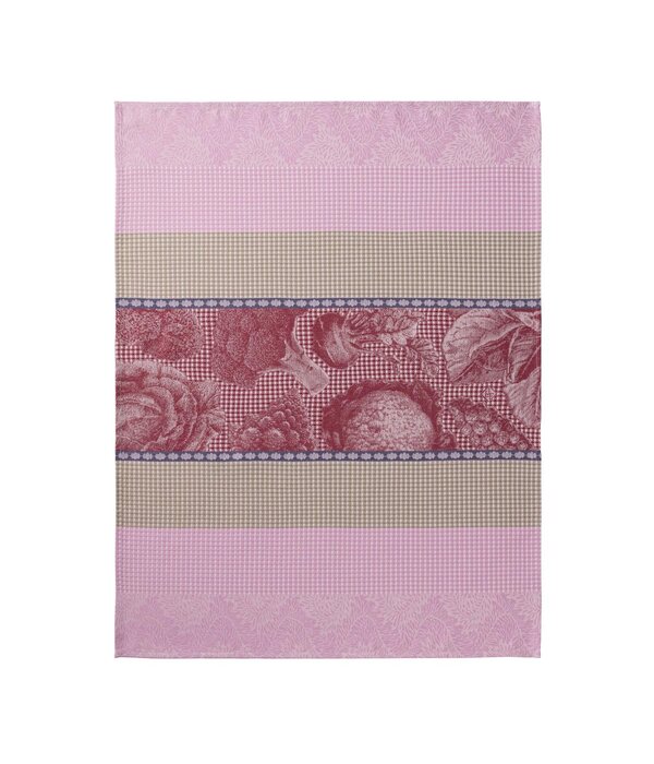 Le Jacquard Français wafel keukenhanddoek Jardin des Choux pink