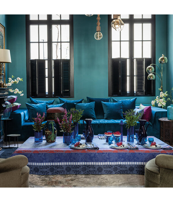 Le Jacquard Français gecoat tafellinnen Gipsy azur blue