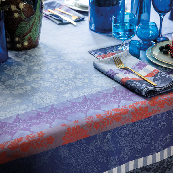 gecoat tafellinnen Gipsy azur blue