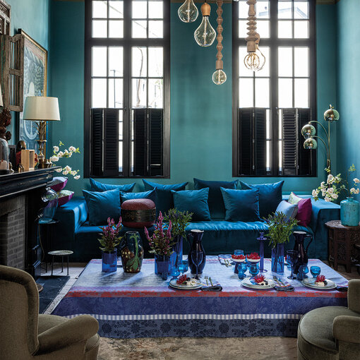 Le Jacquard Français tafellinnen Gipsy azur blue