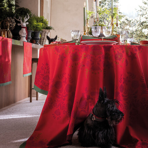 Le Jacquard Français Tafellinnen Féerie sucre d'orge red