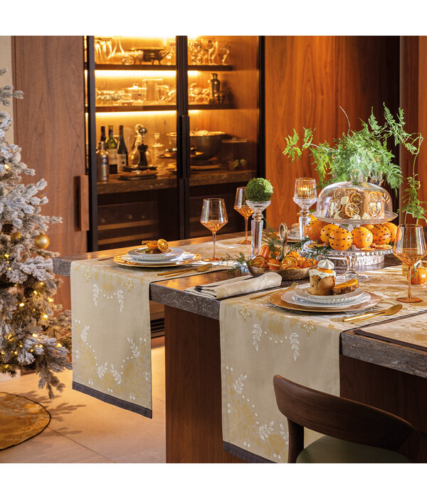 Le Jacquard Français Tafellinnen Féerie pain d'épices yellow