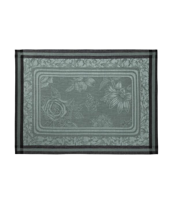 Le Jacquard Français Tafellinnen Romance tendresse green, 100% gekamd linnen