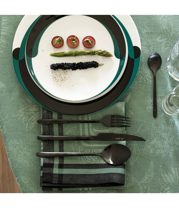 Le Jacquard Français Tafellinnen Romance tendresse green, 100% gekamd linnen