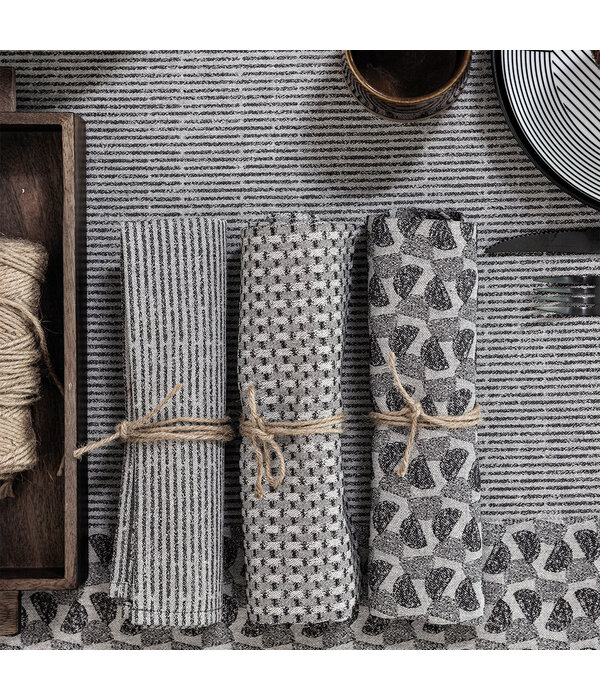 Le Jacquard Français servet Empreintes Pois charbon black