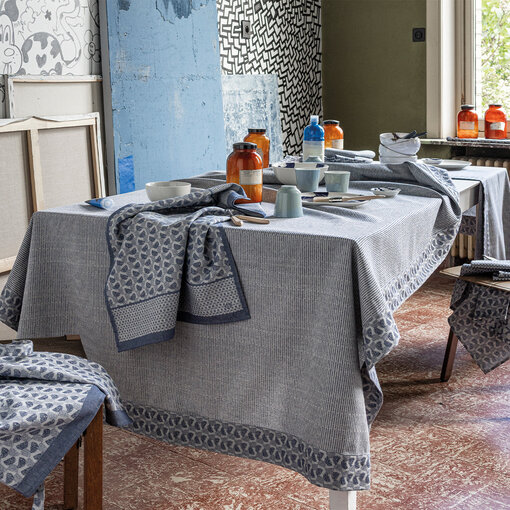 Le Jacquard Français tafellaken Empreintes cobalt blue