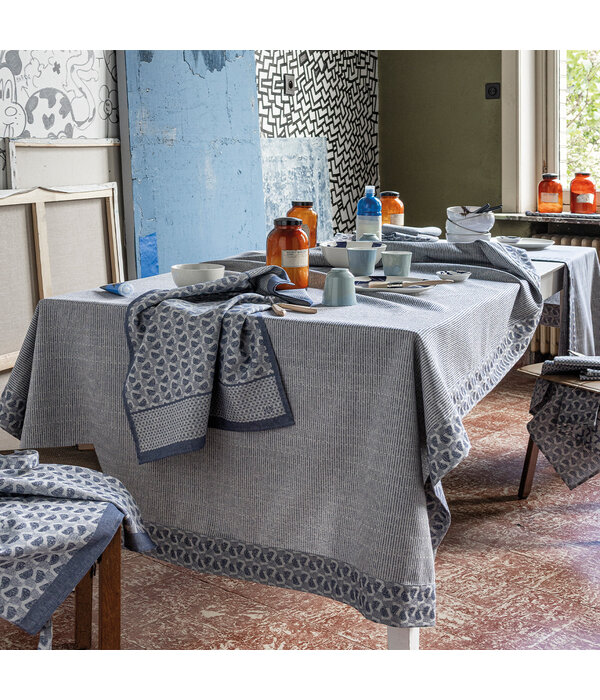 Le Jacquard Français tafellaken Empreintes cobalt blue