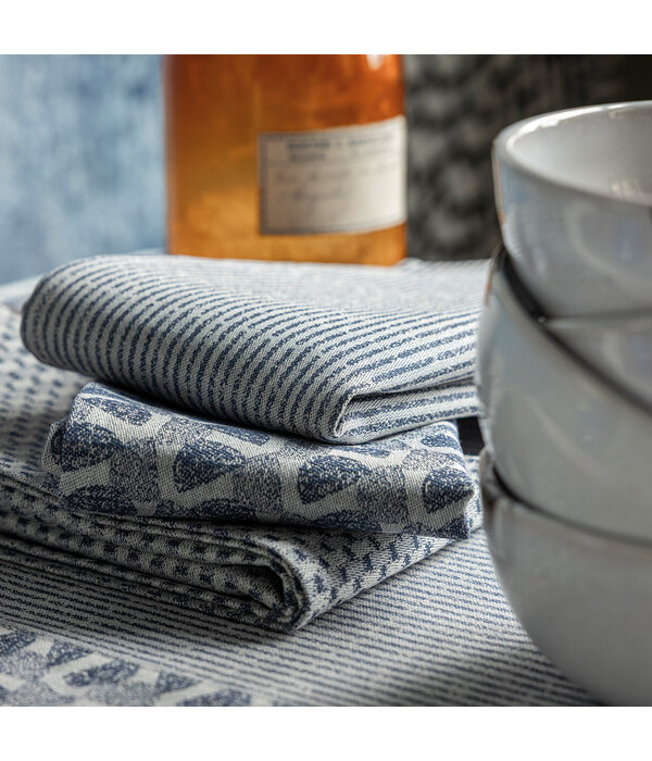 Le Jacquard Français servet Empreintes Pois cobalt blue