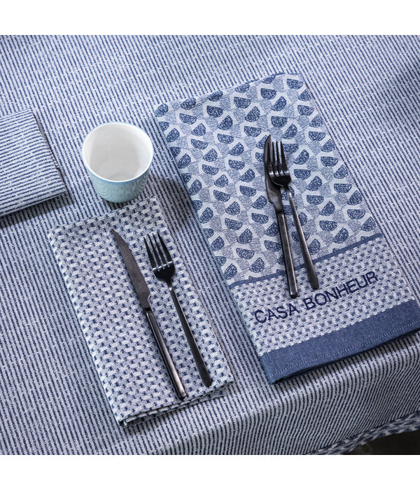 Le Jacquard Français servet Empreintes Tissage cobalt blue