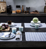 Le Jacquard Français gecoate placemat Empreintes Rayures cobalt blue