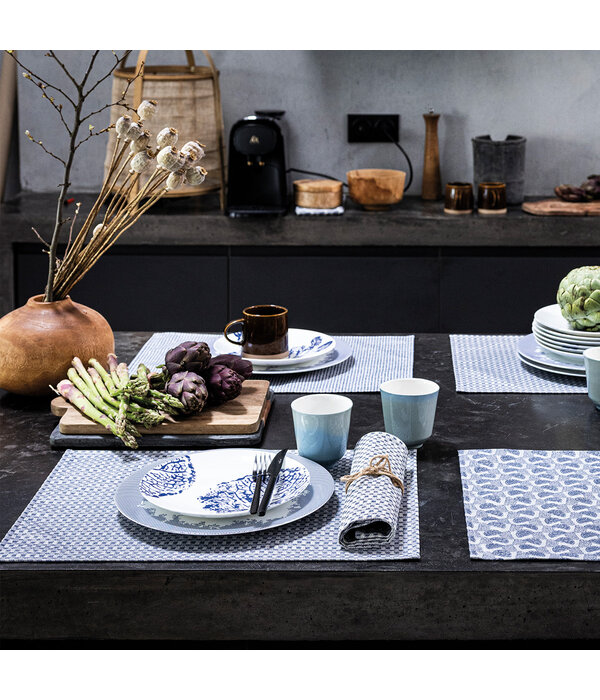 Le Jacquard Français gecoate placemat Empreintes Tissage cobalt blue