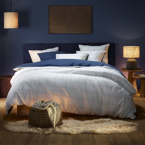 De Witte Lietaer dekbedovertrekset Juul blue indigo, flanel, vanaf