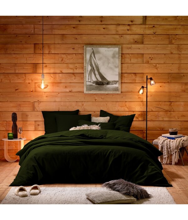 De Witte Lietaer dekbedovertrekset Laura khaki uni flanel