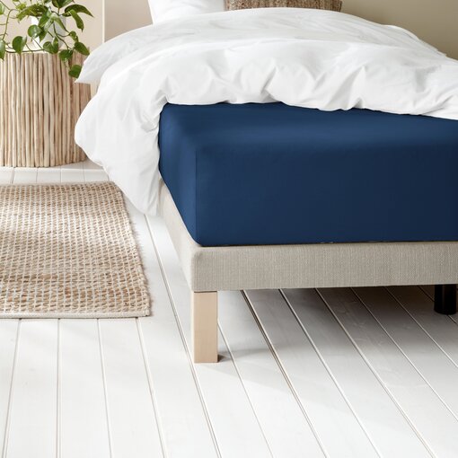 De Witte Lietaer flanellen blue indigo hoeslaken Laurence, vanaf