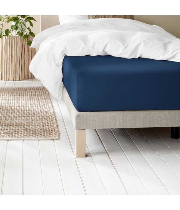 De Witte Lietaer flanellen blue indigo hoeslaken Laurence