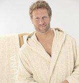 Cawö heren badjas met kapuchon roomwit (natur), Sauna 847 (33)