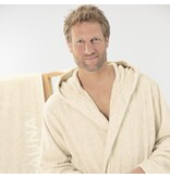 Cawö heren badjas met kapuchon roomwit (natur), Sauna 847 (33)