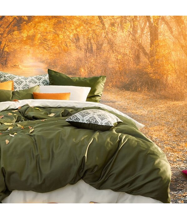 De Witte Lietaer dekbedovertrekset Olivia (uni) khaki 200 TC