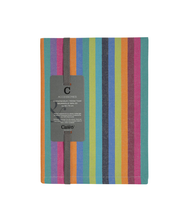 Cawö theedoek katoen Cuisine Lifestyle Streifen 7048 multicolor donker (84), 50x70 cm