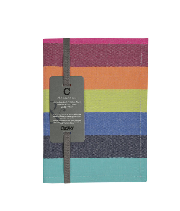 Cawö theedoek katoen Cuisine Lifestyle Blockstreifen 7058 multicolor donker (84), 50x70 cm