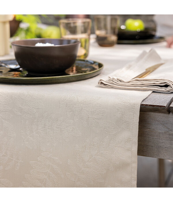 Le Jacquard Français gecoat tafellinnen Vegetal mood beige, 100% katoen, vanaf
