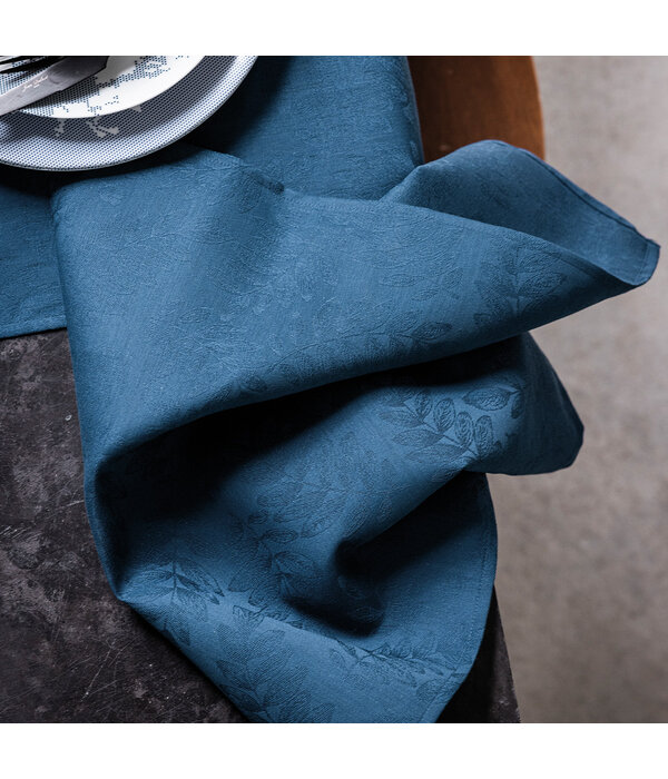 Le Jacquard Français gecoat tafellinnen Vegetal mood blue, 100% katoen, vanaf