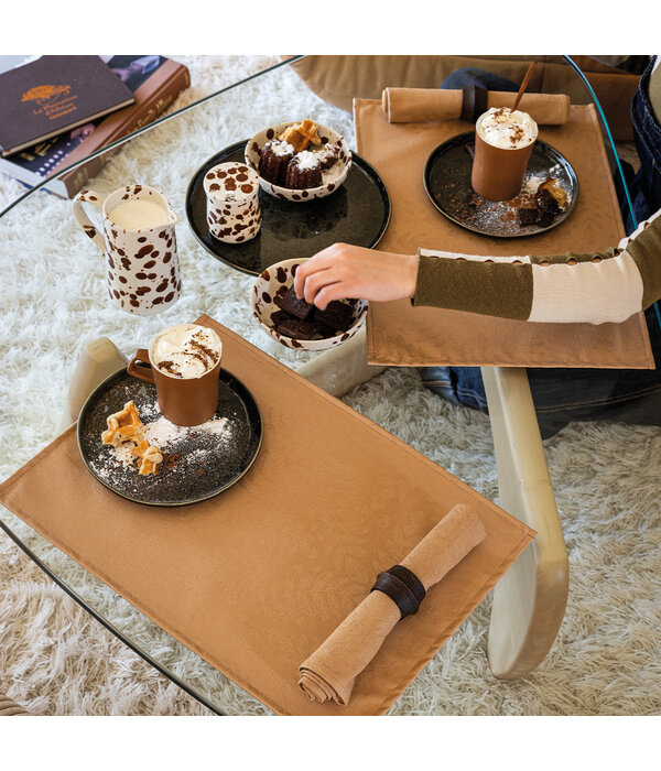 Le Jacquard Français tafellinnen Vegetal mood brown