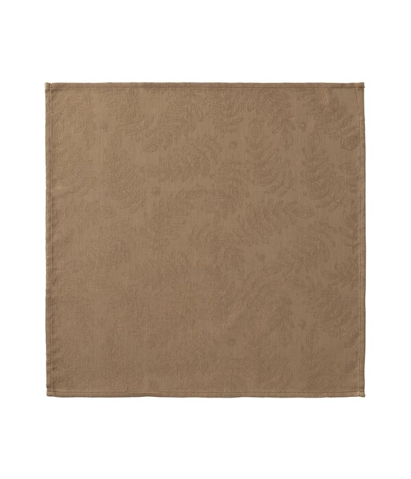 Le Jacquard Français gecoat tafellinnen Vegetal mood brown, 100% katoen, vanaf