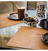 Le Jacquard Français gecoat tafellinnen Vegetal mood brown, 100% katoen, vanaf