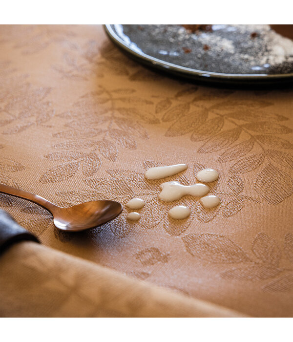 Le Jacquard Français gecoat tafellinnen Vegetal mood brown, 100% katoen, vanaf