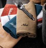 Le Jacquard Français gecoat tafellinnen Vegetal mood brown, 100% katoen, vanaf