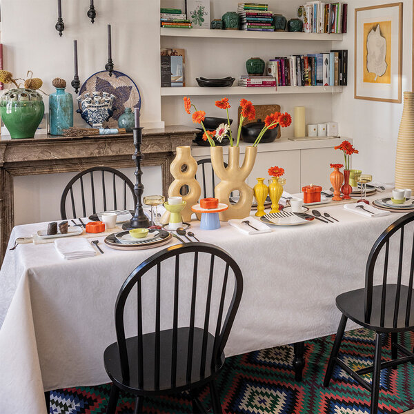 gecoat tafellinnen Vegetal mood white, 100% katoen, vanaf